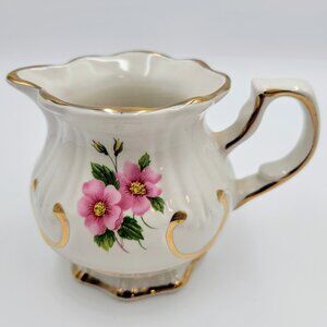 Vintage Price Kensington Creamer Alberta Rose Pink Flower Gold Cream Syrup Read